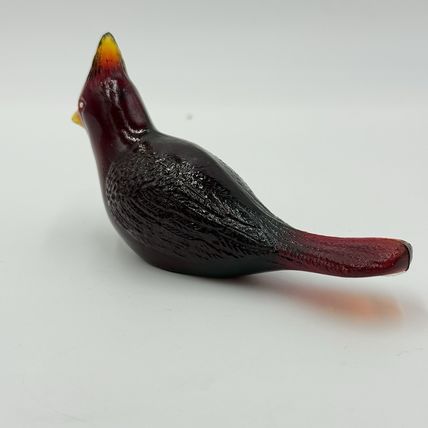 Vintage Fenton Ruby Red Art Glass Cardinal Bird Figurine Paperweight 1990’s