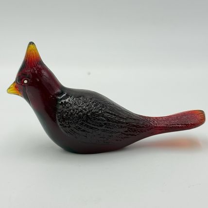 Vintage Fenton Ruby Red Art Glass Cardinal Bird Figurine Paperweight 1990’s