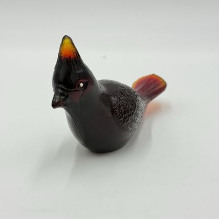 Vintage Fenton Ruby Red Art Glass Cardinal Bird Figurine Paperweight 1990’s