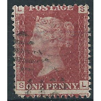 1858 SG43 1d Red Plate 106 Good/Fine Used Check Letters "SL"