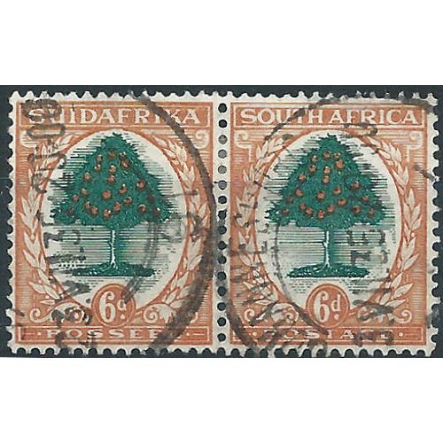 South Africa 1931 SG47 6d Green & Orange Fine Used PAIR....