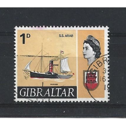 Gibraltar.SG201 1d S.S.Arab (early steamer).Fine Used.Nov23