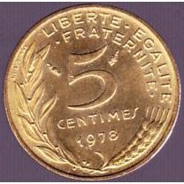 1978 France 5 Centimes Coin