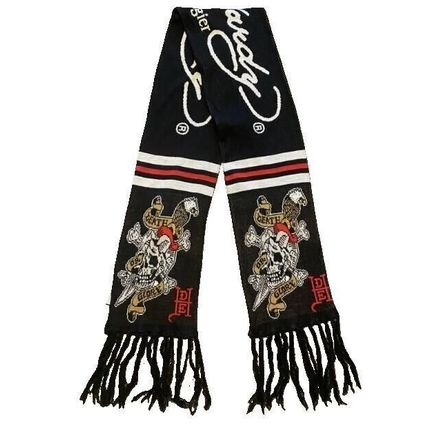 ED HARDY by Christian Audigier-2000s Death Or Glory Vtg Black Scarf~NEVER WORN~