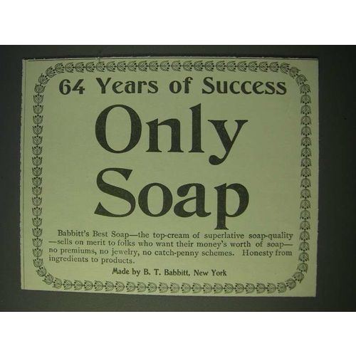 1900 Babbitt's Best Soap Ad - 64 years of success only soap