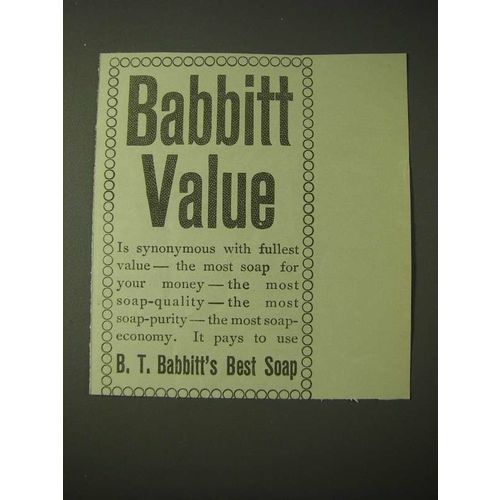 1900 Babbitt's Best Soap Ad - Babbitt Value