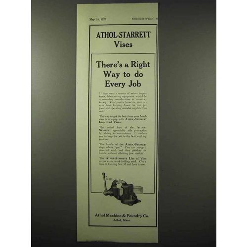 1922 Athol-Starrett Vise Ad - Right Way to Do Every Job