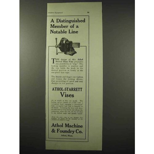 1922 Athol-Starrett Vise Ad - A Notable Line