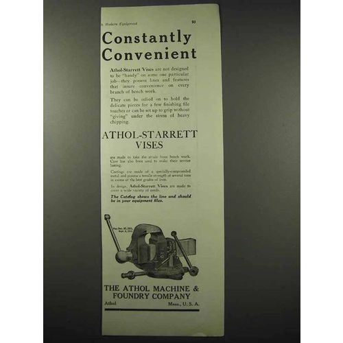 1922 Athol-Starrett Vise Ad - Constantly Convenient