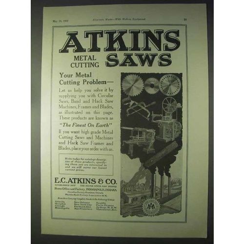 1922 Atkins Metal Cutting Saws Ad - Your Problem