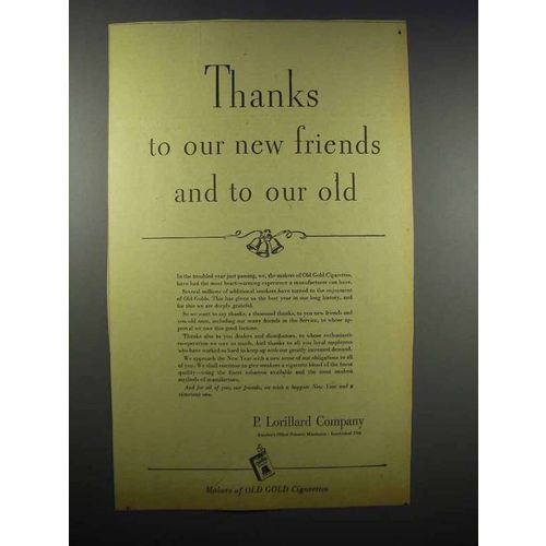 1942 Old Gold Cigarettes Ad - Thanks to Our Friends
