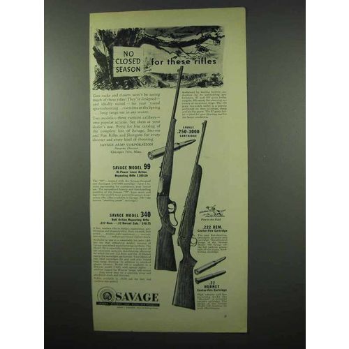 1953 Savage Model 99 and 340 Rifle Ad - No Season
