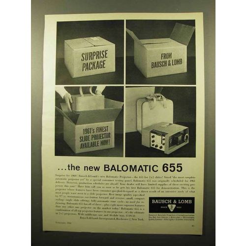 1960 Bausch & Lomb Balomatic 655 Projector Ad