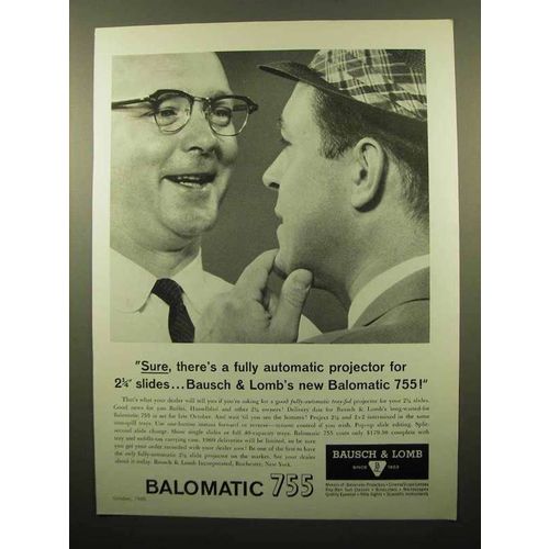 1960 Bausch & Lomb Balomatic 755 Projector Ad