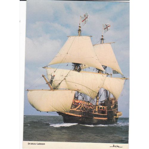 Replica Of Drake's Galleon Shipping Postcard (S11315)