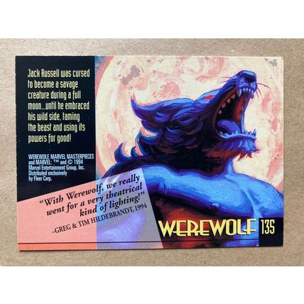 Marvel Masterpieces 1994 Base trading Card # 135 Werewolf (B) Fleer