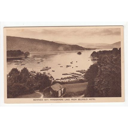 Bowness Bay Windermere from Belsfield Hotel Lake District Postcard Cumbria