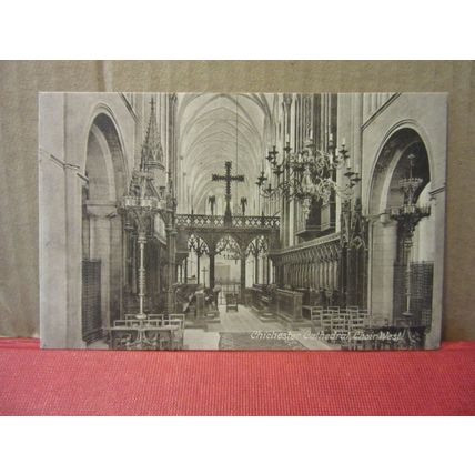 CHOIR WEST, CHICHESTER CATHEDRAL, SUSSEX unused antique postcard by F. FRITH =