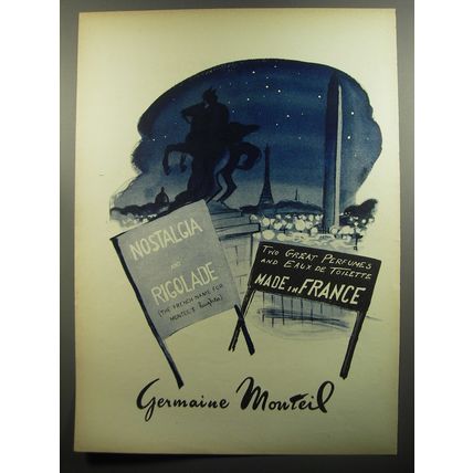 1952 Germaine Monteil Nostalgia and Rigolade Perfumes Ad - The great perfumes