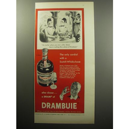 1954 Drambuie Liqueur Ad - No matter where you are