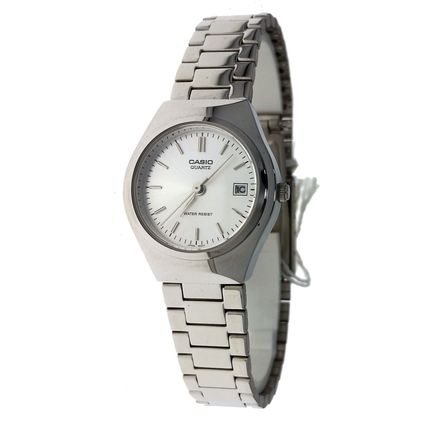 NEW Casio Ladies Round White Dial Date Metal Wristwatch Watch LTP1170A 7ARDF