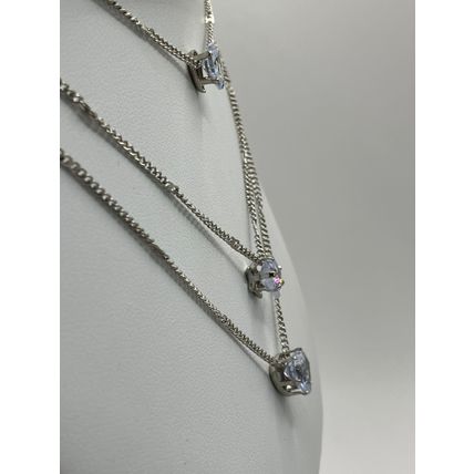 Necklace 3 Tiered CZ Teardrop, Star, Heart #533