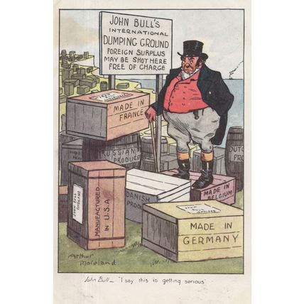 John Bull German French British Trade Old Political Comic Postcard