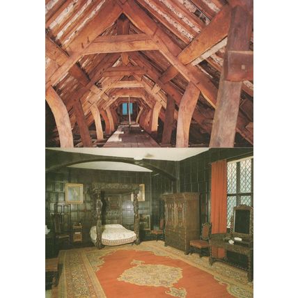 Speke Hall Liverpool Bedroom Antique Beamed Roof 2x Postcard s