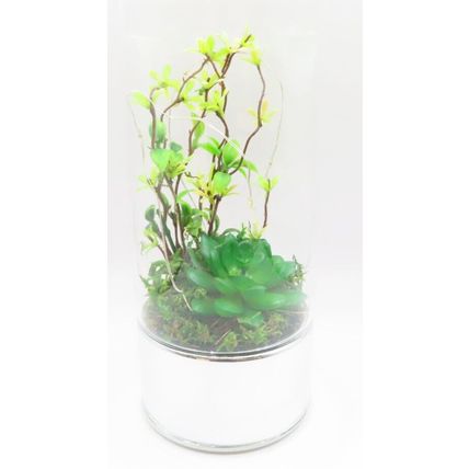 Terrarium with Faux Plants Tube LED Lights Glass LED 20 CM Gift Home Decor