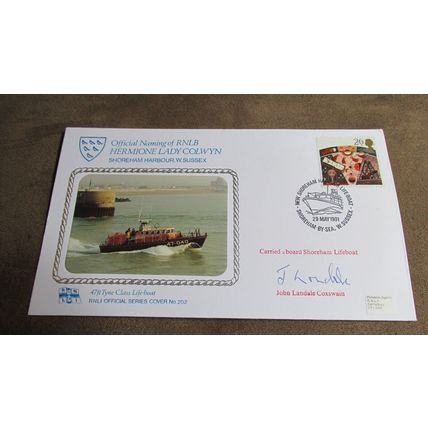 Cox Signed 1991 GB Cover - RNLI Lifeboat Hermione Lady Colwyn - Shoreham, Sussex
