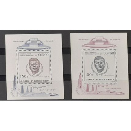 Congo Kinshasa 1966 COB Bl. 19 - 20 John F. Kennedy Mémorial dentelé ND PERF