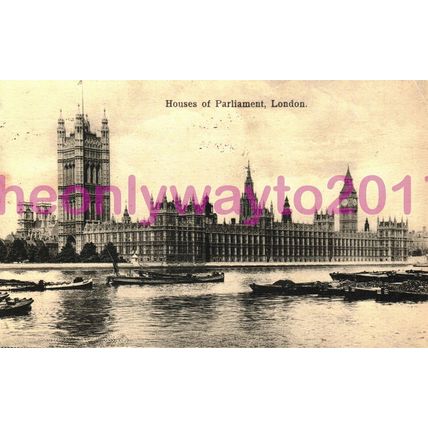 Houses of Parliament, London, 1900s, Postcard