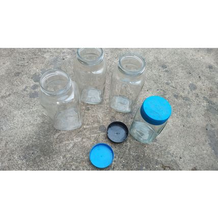 4 vintage glass sweet jars cadbury roses storage vtg upcycle retro shop clean
