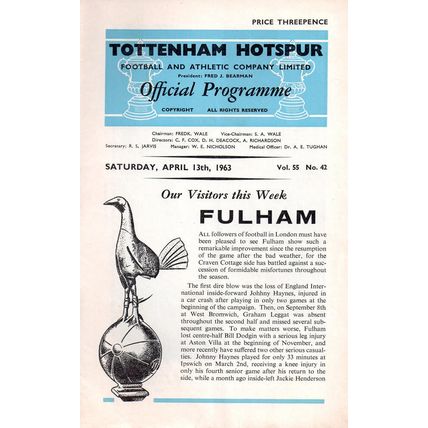 1962/63 Tottenham Hotspur / Spurs vs Fulham **FREE P&P**