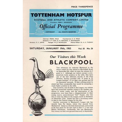 1962/63 Tottenham Hotspur / Spurs vs Blackpool **FREE P&P**