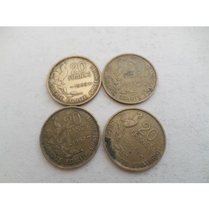 France - 4 differently dated - 20 franc coins - date run 1950 to 1953