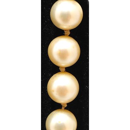 Marvella Champagne 30" Simulated Faux Pearl Signed Knotted Necklace Vintage 50's