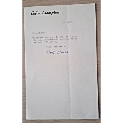 Colin Crompton - Comedian - Wheeltapper & Shunters - Hand Signed Letter