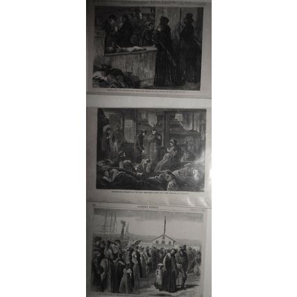 19th century Poor in New York City - lot of 3 original prints - Harper's Weekly