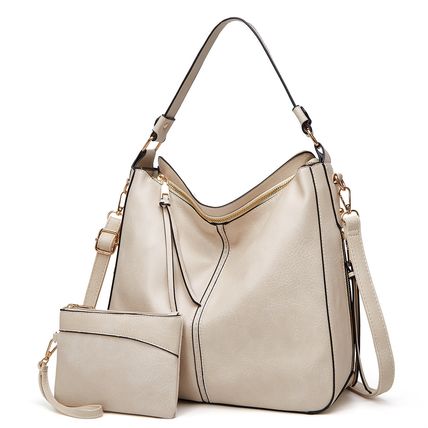 Women Vegan Leather Handbags Tote Purse Shoulder Bag Two Piece White