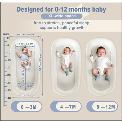Portable Newborn Nest Lounger-Travel Bassinet, w/ Canopy - Indoor-Outdoor Use