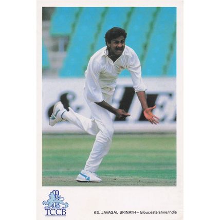 Javagal Srinath GloucestershireTCCB Classic Cricket Photo Postcard