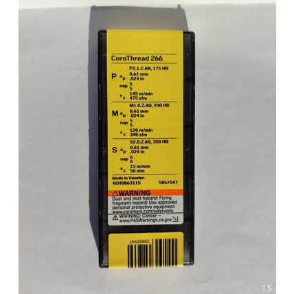 SANDVIK 266RG-16MM01F100E 1135 *60 ISO-1.0 EXT R CoroThread 266, 1box=10pcs New