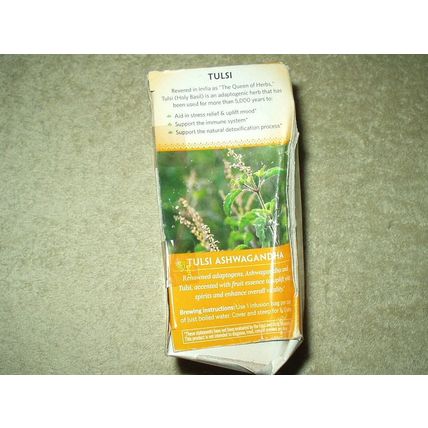 organic india tulsi ashwagandha herbal supplement 18 bags damaged box
