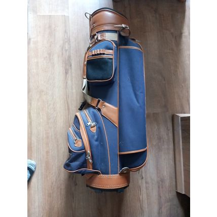Pro Select Retro Vintafe Trolley Cart Golf Club Bag Blue Brown 14 Way