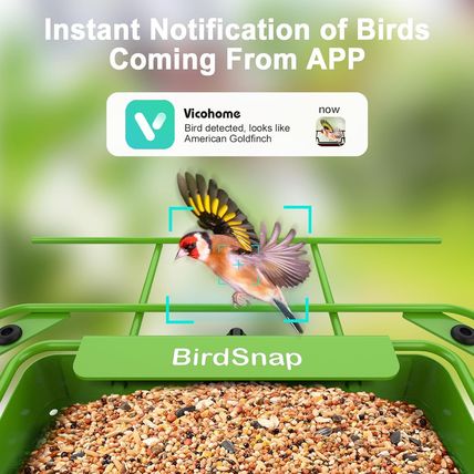 Birdsnap® APS - Metal Bird Feeder with Camera Solar Panel 32GB Card, AI Identify