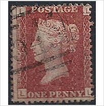 1858 SG43 1d Red Plate 198 Fine Used "LL".