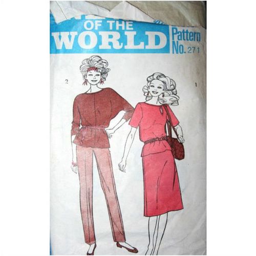 Vintage 1970 Skirt Top Trousers Sewing Pattern Multi Size New of the World