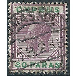 Cyprus 1921 SG87 30pa Violet & Green Good/Fine Used ....