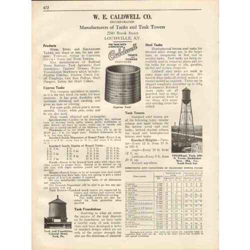w e caldwell company 1931 cypress steel tanks towers vintage catalog